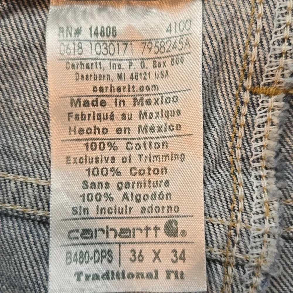 Carhartt Jeans Mens 36x44 (35x33 Actual) Relaxed Fit Straight Leg Denim - Picture 6 of 12